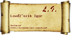 Lovászik Igor névjegykártya
